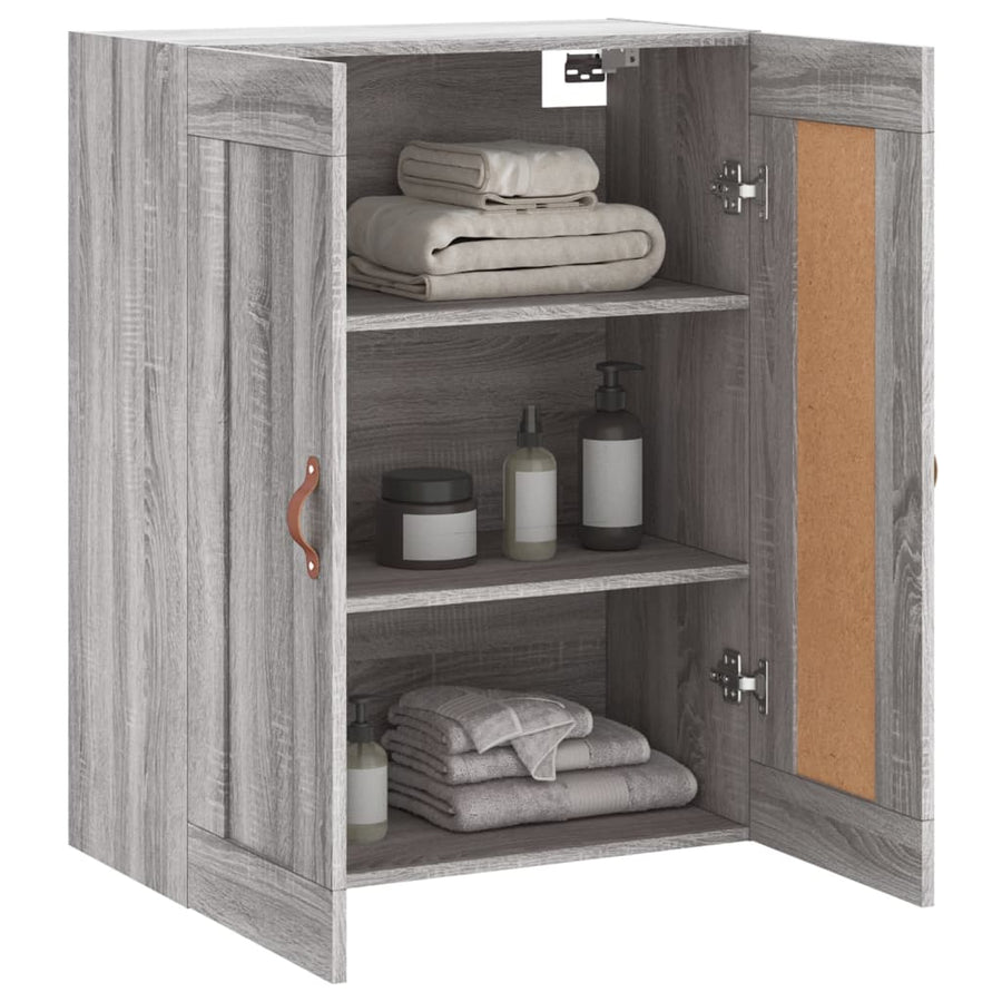Wandkast 69,5X34X90 Cm Bewerkt Hout Grijs Sonoma Eikenkleurig