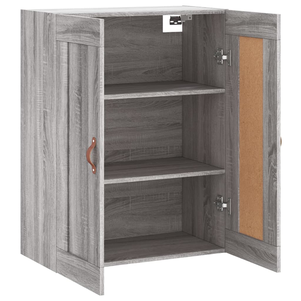 Wandkast 69,5X34X90 Cm Bewerkt Hout Grijs Sonoma Eikenkleurig