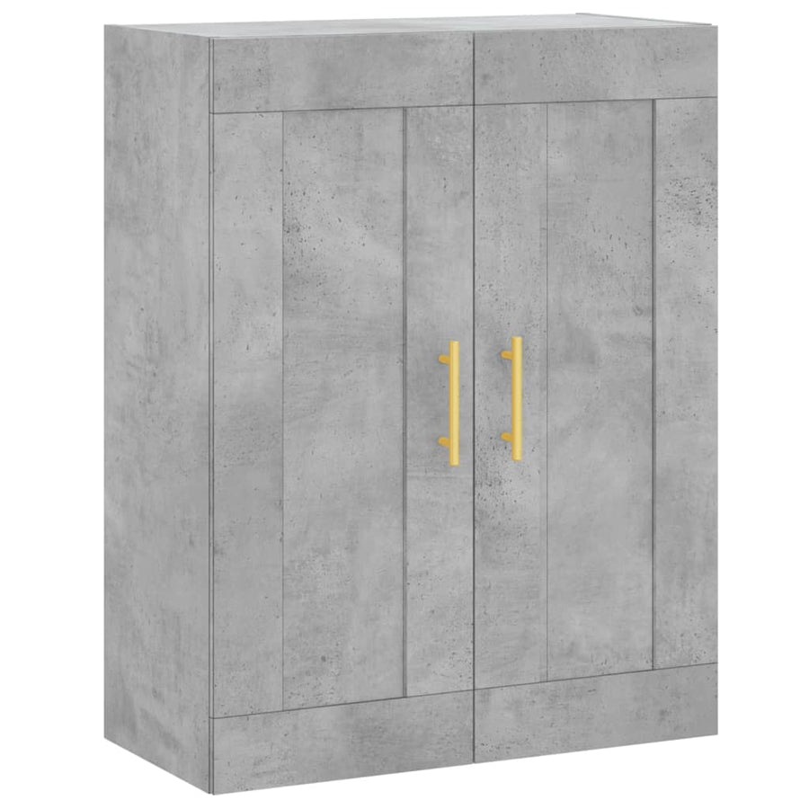 Wandkast 69,5X34X90 Cm Bewerkt Hout Betongrijs