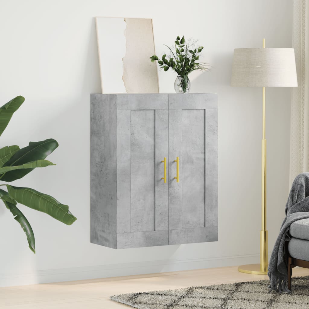 Wandkast 69,5X34X90 Cm Bewerkt Hout Betongrijs