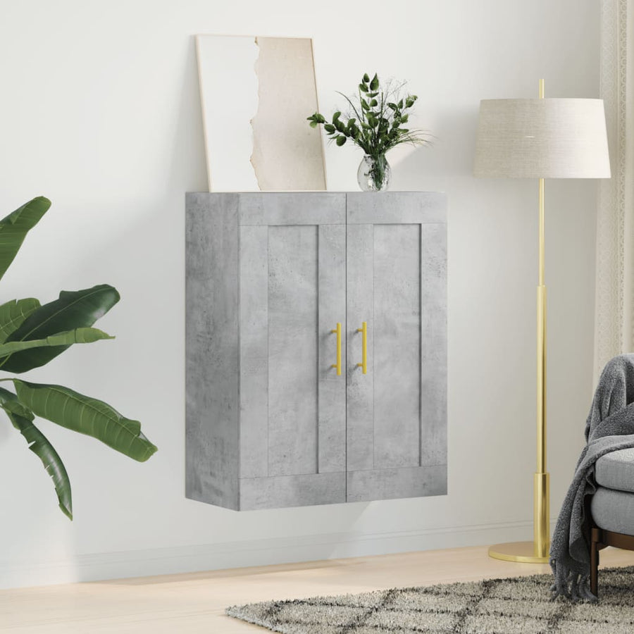 Wandkast 69,5X34X90 Cm Bewerkt Hout Betongrijs