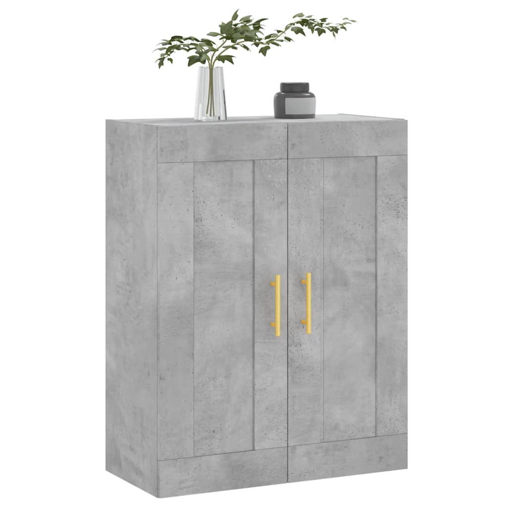 Wandkast 69,5X34X90 Cm Bewerkt Hout Betongrijs