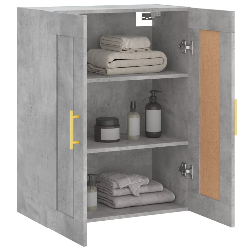 Wandkast 69,5X34X90 Cm Bewerkt Hout Betongrijs
