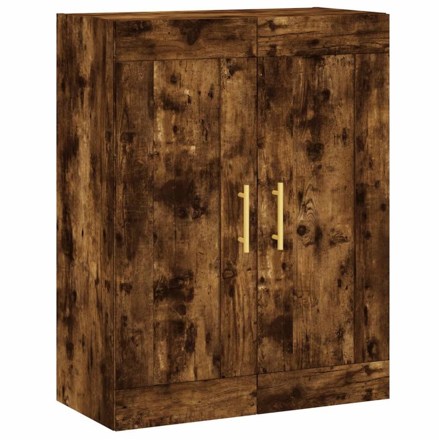 Wandkast 69,5X34X90 Cm Bewerkt Hout Kleurig Gerookt eiken