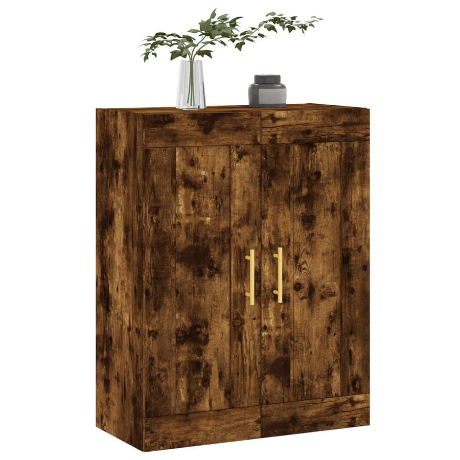 Wandkast 69,5X34X90 Cm Bewerkt Hout Kleurig Gerookt eiken