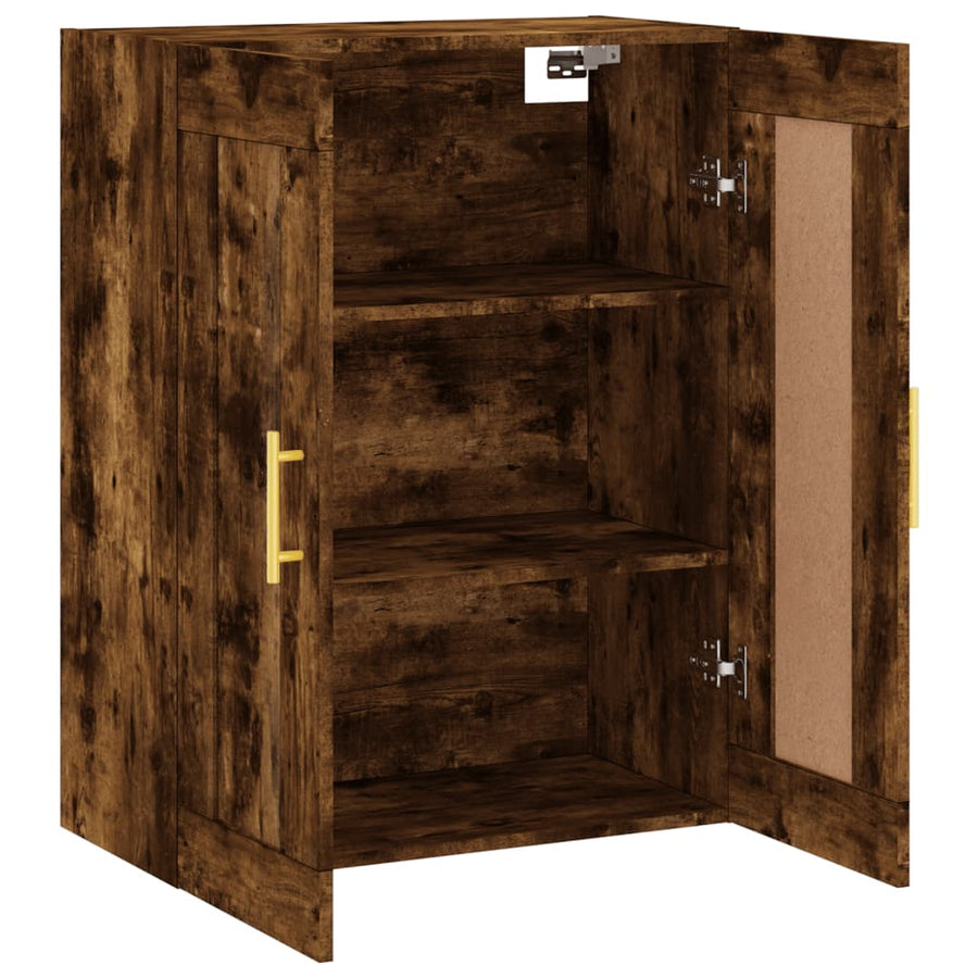 Wandkast 69,5X34X90 Cm Bewerkt Hout Kleurig Gerookt eiken