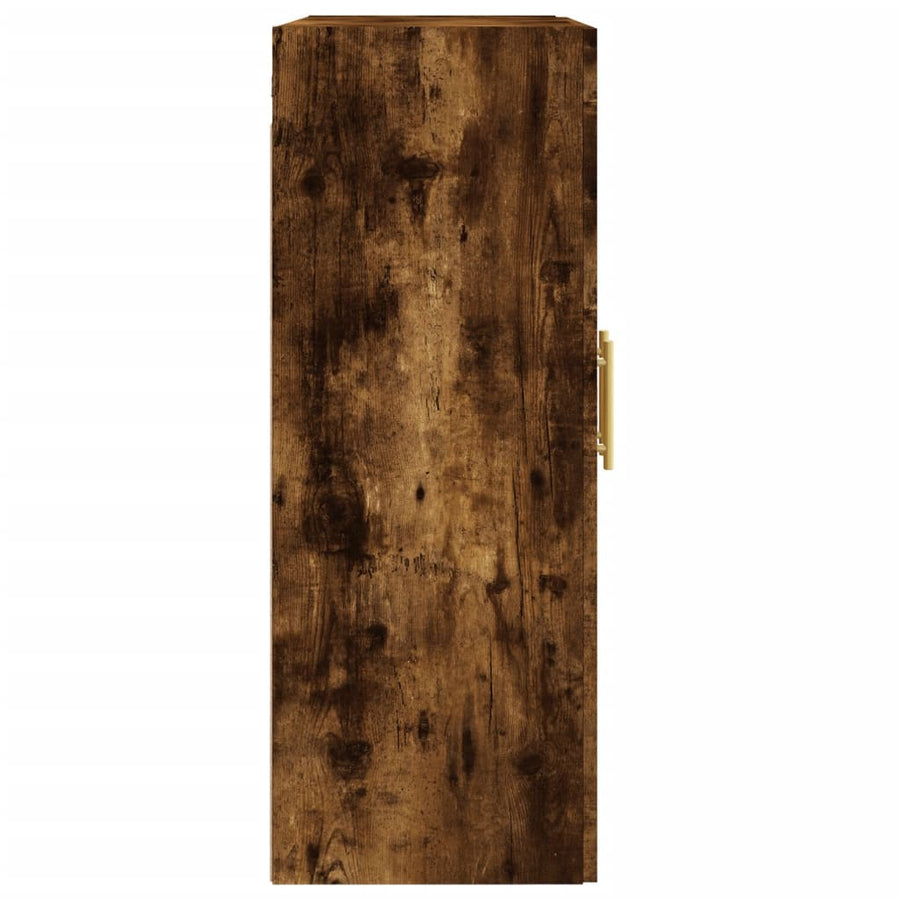 Wandkast 69,5X34X90 Cm Bewerkt Hout Kleurig Gerookt eiken