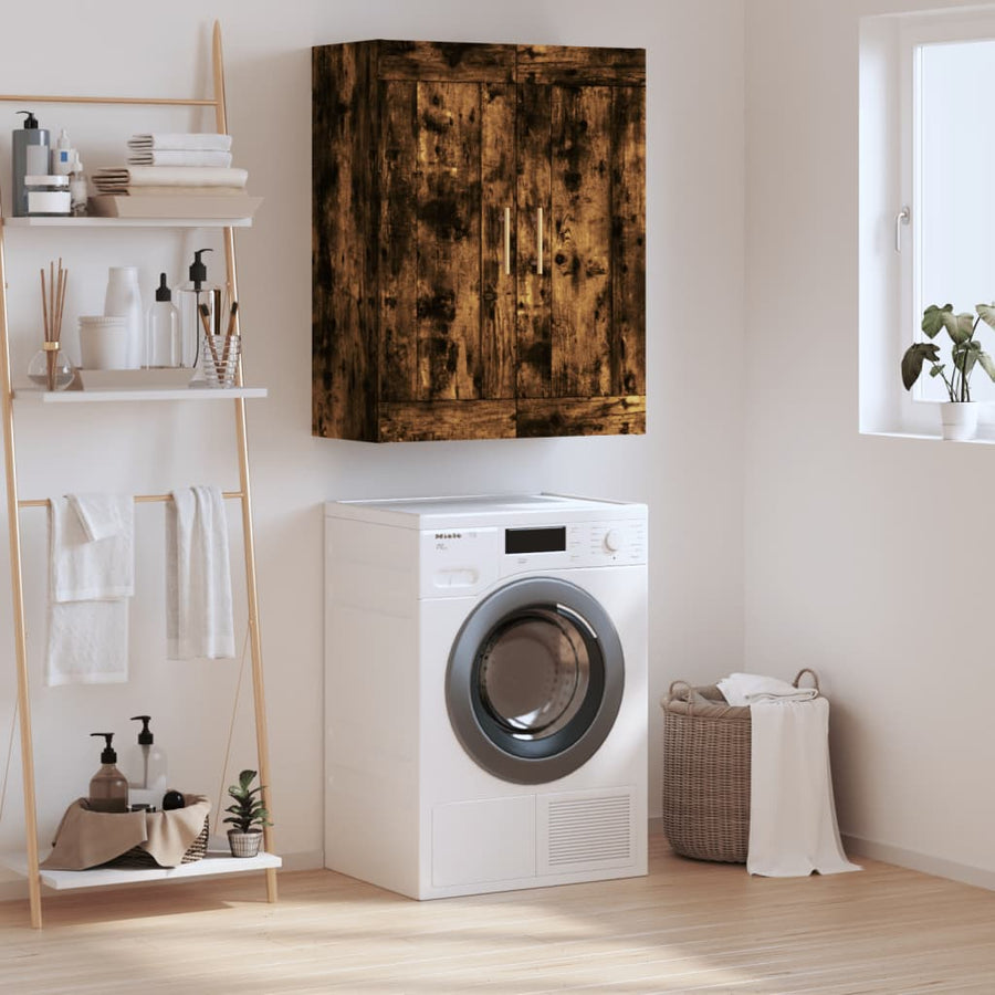 Wandkast 69,5X34X90 Cm Bewerkt Hout Kleurig Gerookt eiken
