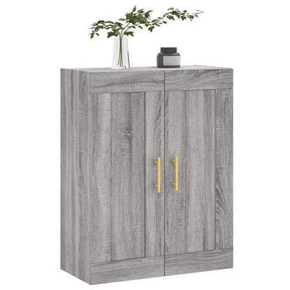 Wandkast 69,5X34X90 Cm Bewerkt Hout Eikenkleurig Grijs sonoma