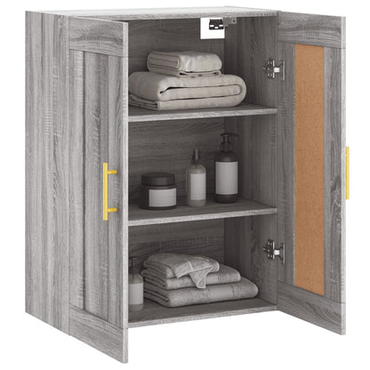 Wandkast 69,5X34X90 Cm Bewerkt Hout Eikenkleurig Grijs sonoma