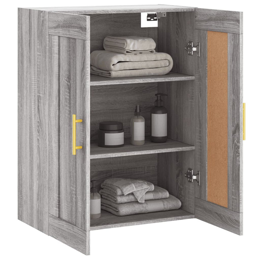 Wandkast 69,5X34X90 Cm Bewerkt Hout Eikenkleurig Grijs sonoma