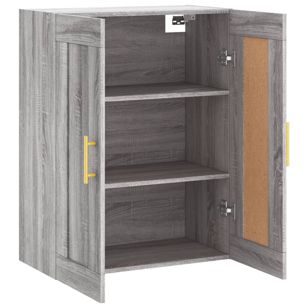 Wandkast 69,5X34X90 Cm Bewerkt Hout Eikenkleurig Grijs sonoma