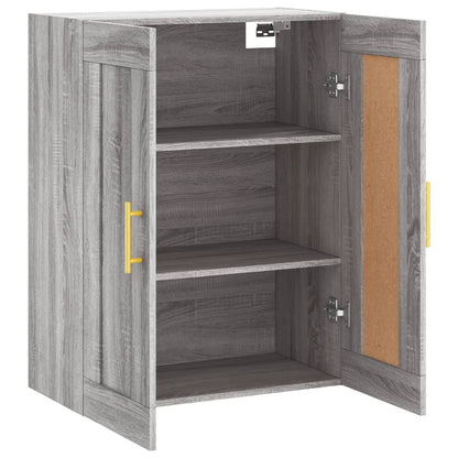 Wandkast 69,5X34X90 Cm Bewerkt Hout Eikenkleurig Grijs sonoma