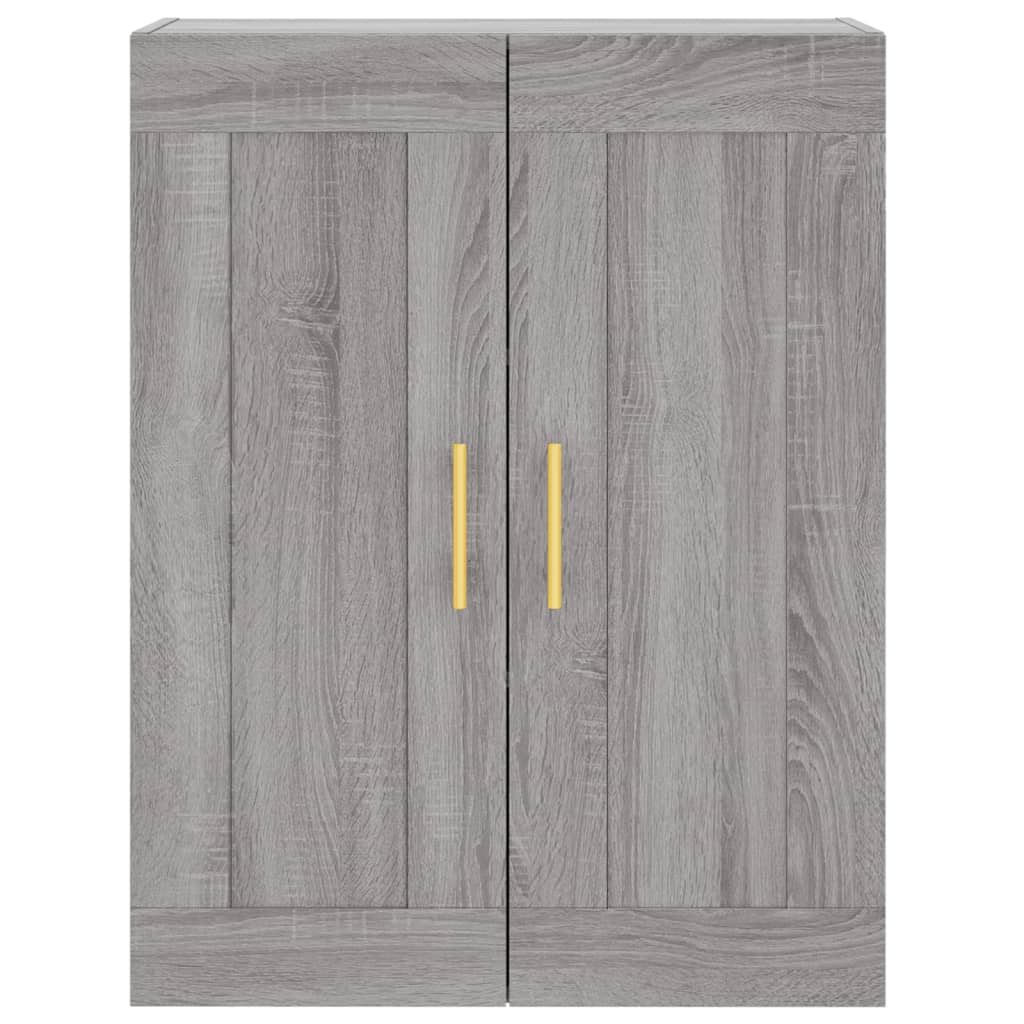 Wandkast 69,5X34X90 Cm Bewerkt Hout Eikenkleurig Grijs sonoma