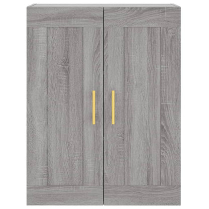 Wandkast 69,5X34X90 Cm Bewerkt Hout Eikenkleurig Grijs sonoma