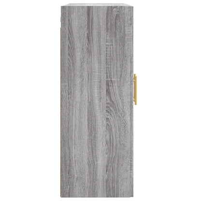 Wandkast 69,5X34X90 Cm Bewerkt Hout Eikenkleurig Grijs sonoma