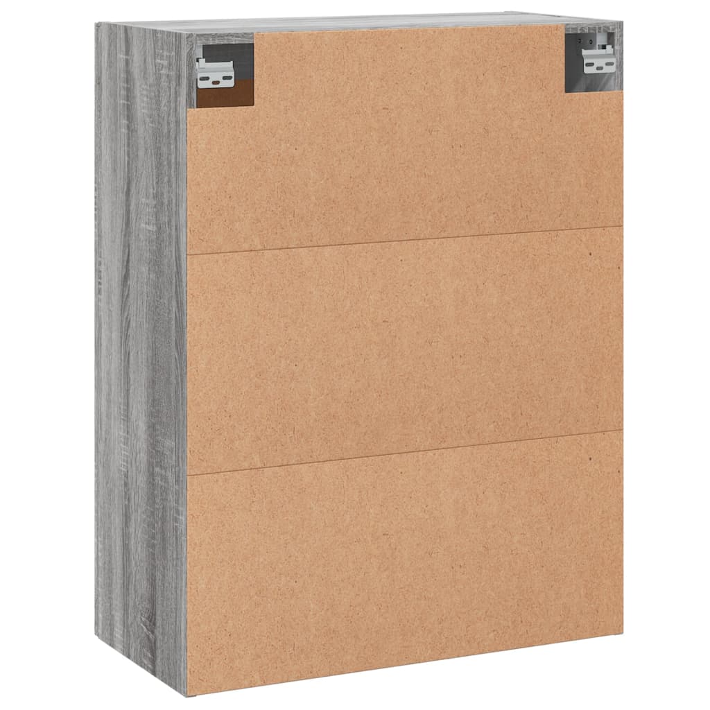 Wandkast 69,5X34X90 Cm Bewerkt Hout Eikenkleurig Grijs sonoma