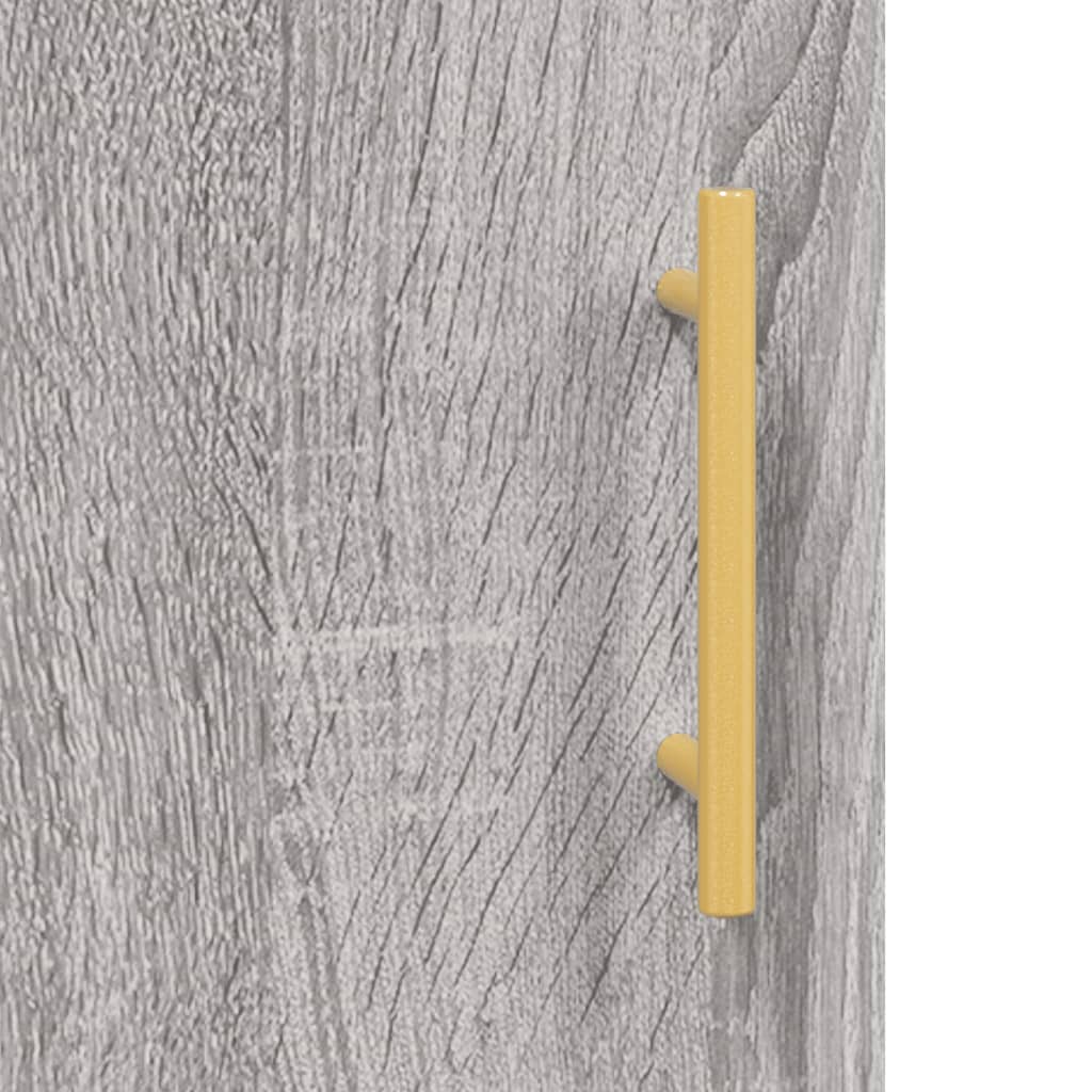 Wandkast 69,5X34X90 Cm Bewerkt Hout Eikenkleurig Grijs sonoma