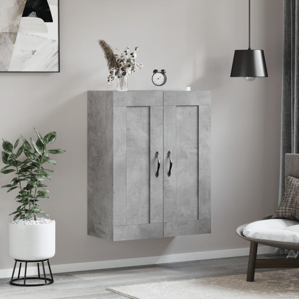 Wandkast 69,5X34X90 Cm Bewerkt Hout Betongrijs