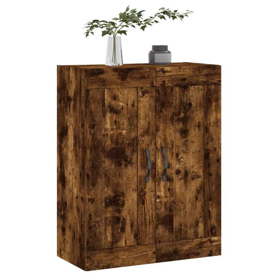Wandkast 69,5x34x90 cm bewerkt hout gerookt eikenkleurig