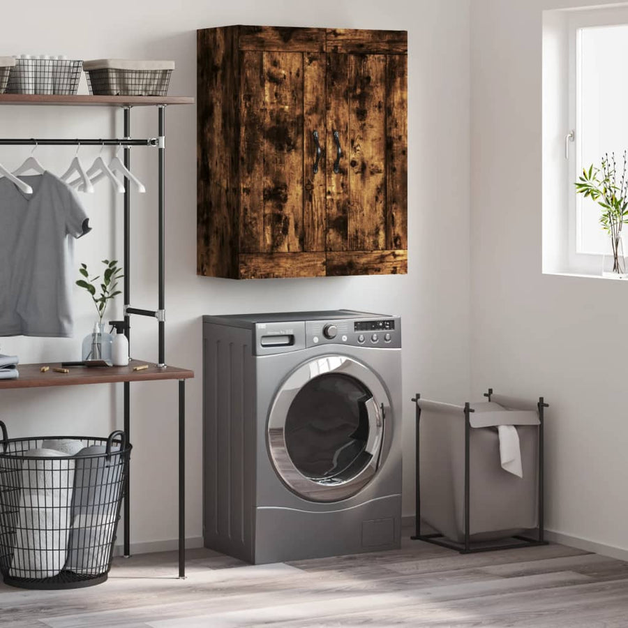 Wandkast 69,5x34x90 cm bewerkt hout gerookt eikenkleurig