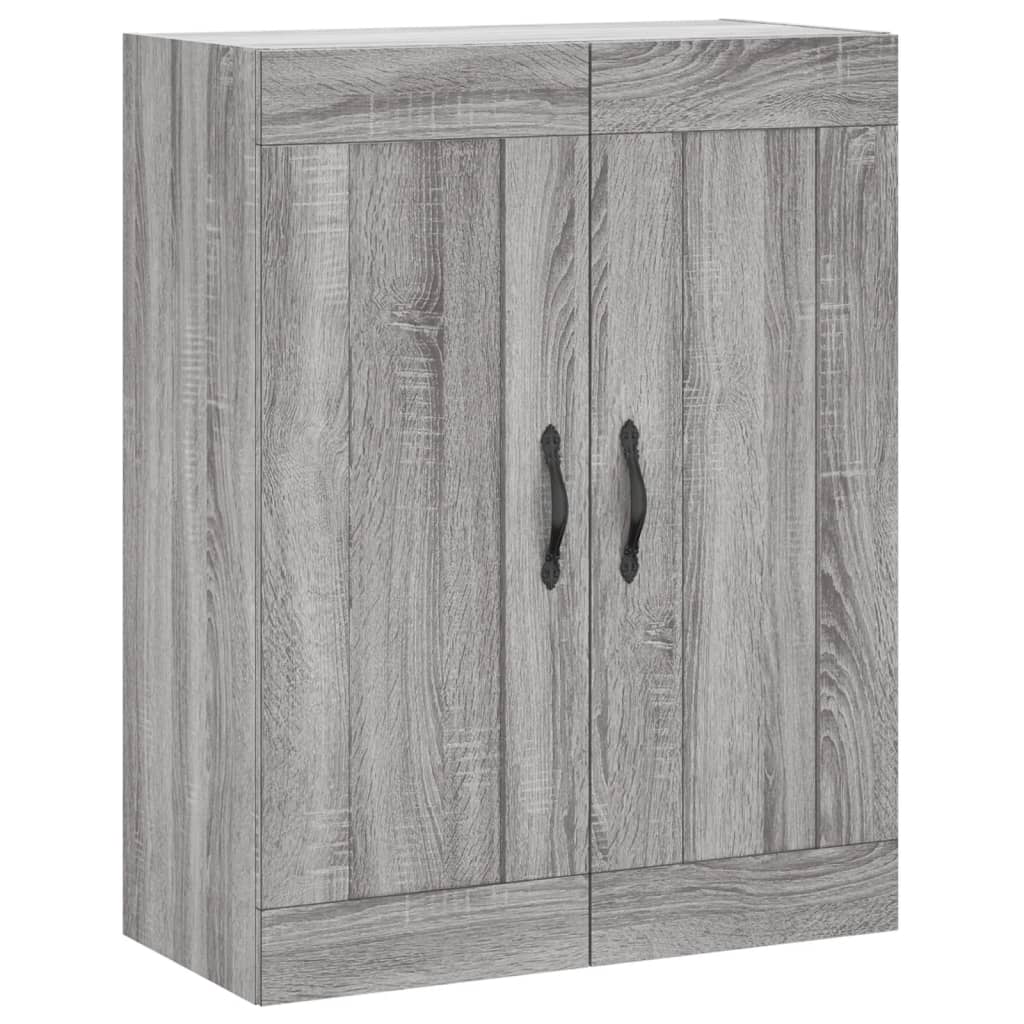 Wandkast 69,5X34X90 Cm Bewerkt Hout Eikenkleurig Grijs sonoma