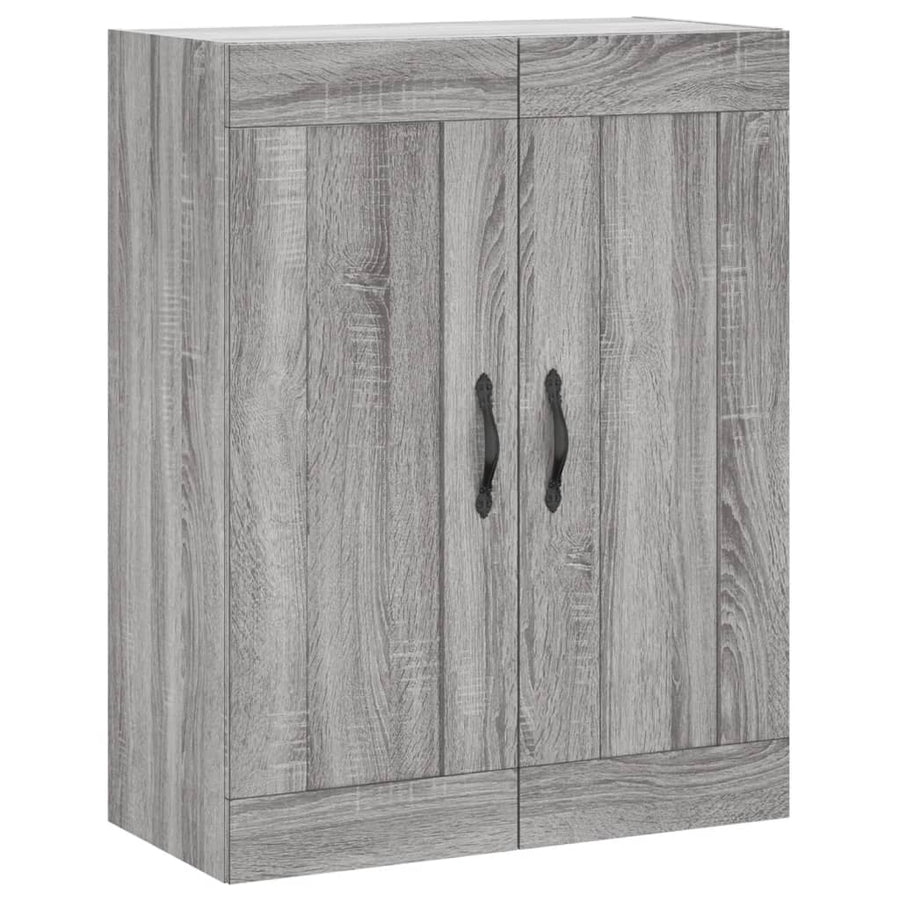 Wandkast 69,5X34X90 Cm Bewerkt Hout Eikenkleurig Grijs sonoma