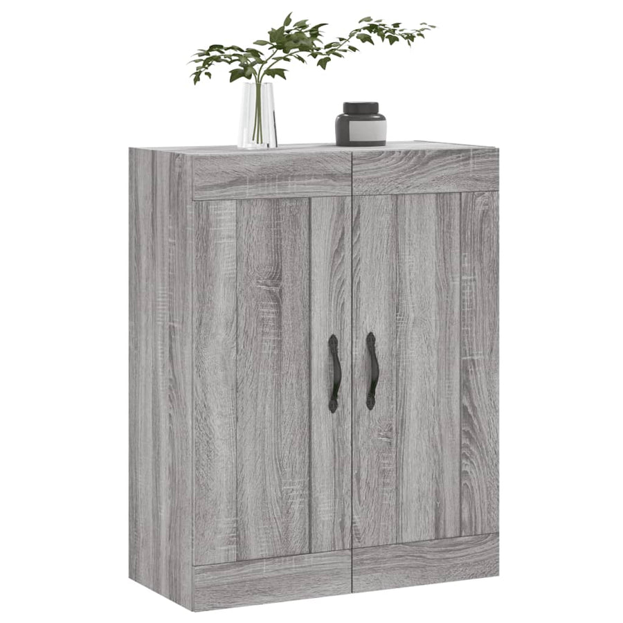 Wandkast 69,5X34X90 Cm Bewerkt Hout Eikenkleurig Grijs sonoma