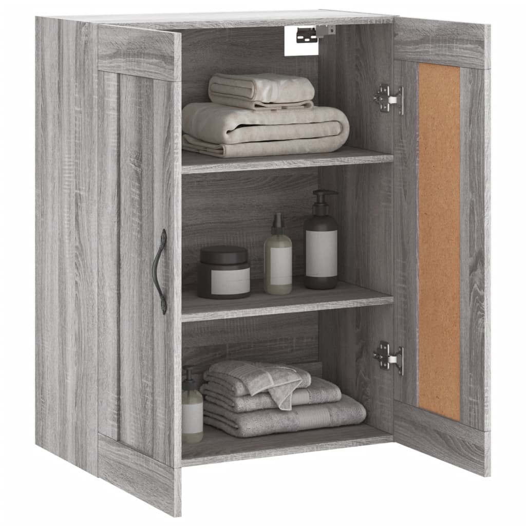 Wandkast 69,5X34X90 Cm Bewerkt Hout Eikenkleurig Grijs sonoma