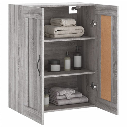 Wandkast 69,5X34X90 Cm Bewerkt Hout Eikenkleurig Grijs sonoma
