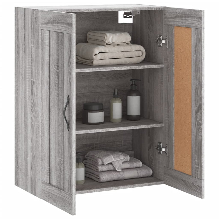 Wandkast 69,5X34X90 Cm Bewerkt Hout Eikenkleurig Grijs sonoma