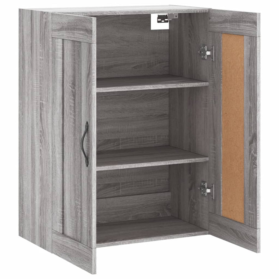Wandkast 69,5X34X90 Cm Bewerkt Hout Eikenkleurig Grijs sonoma