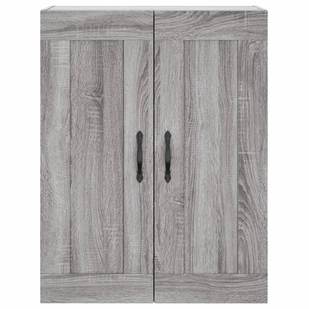 Wandkast 69,5X34X90 Cm Bewerkt Hout Eikenkleurig Grijs sonoma