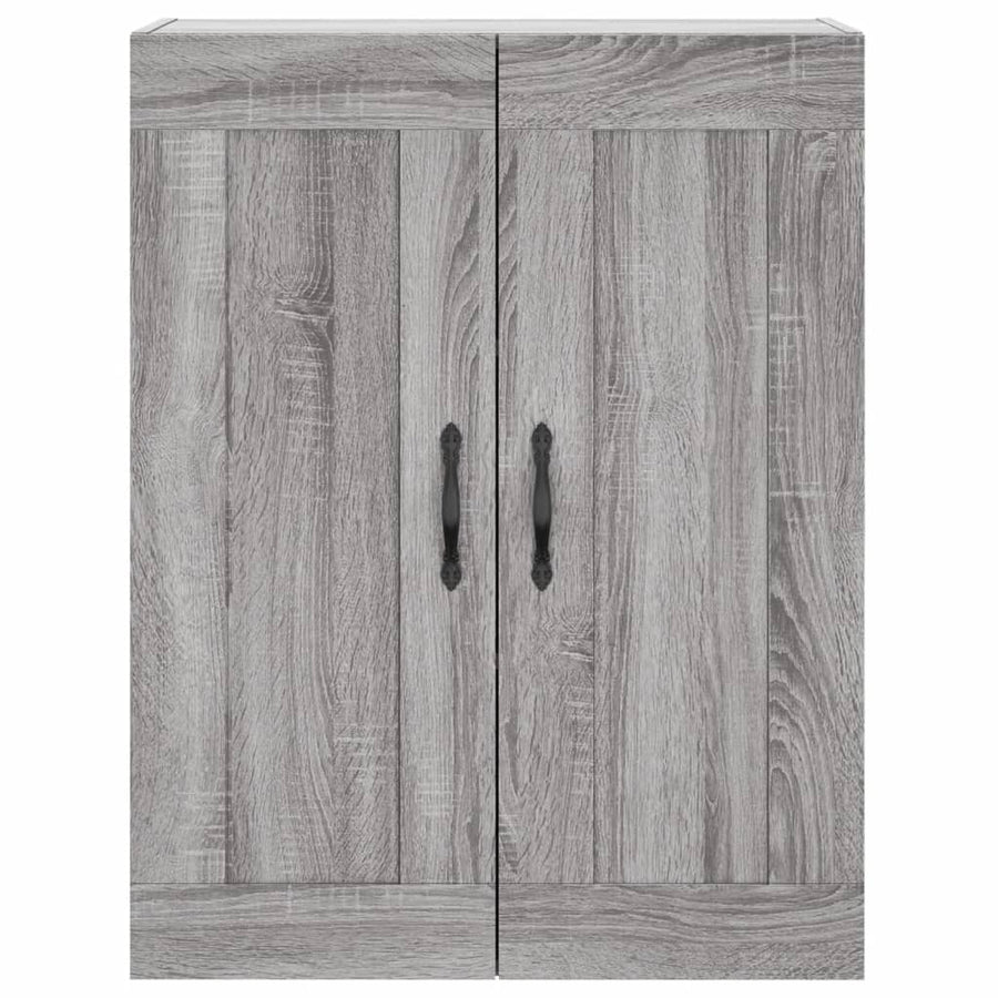 Wandkast 69,5X34X90 Cm Bewerkt Hout Eikenkleurig Grijs sonoma