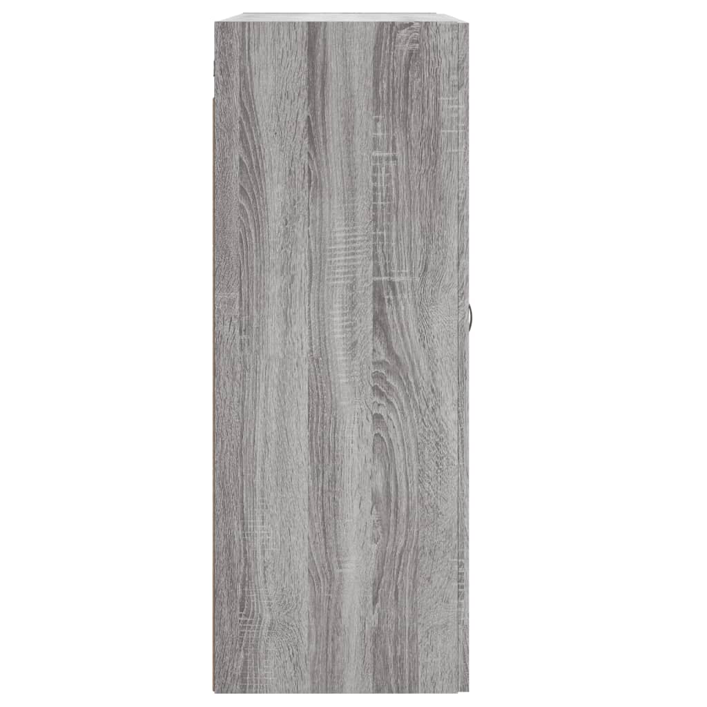 Wandkast 69,5X34X90 Cm Bewerkt Hout Eikenkleurig Grijs sonoma