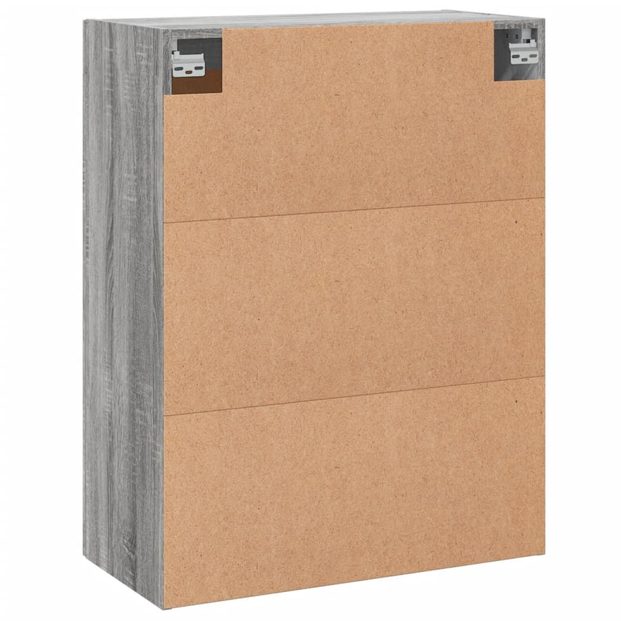 Wandkast 69,5X34X90 Cm Bewerkt Hout Eikenkleurig Grijs sonoma
