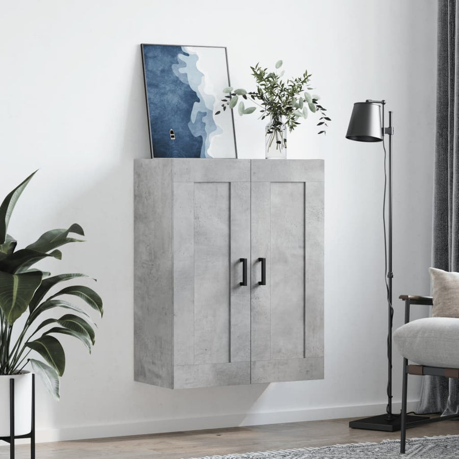 Wandkast 69,5X34X90 Cm Bewerkt Hout Betongrijs