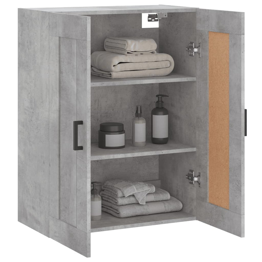Wandkast 69,5X34X90 Cm Bewerkt Hout Betongrijs