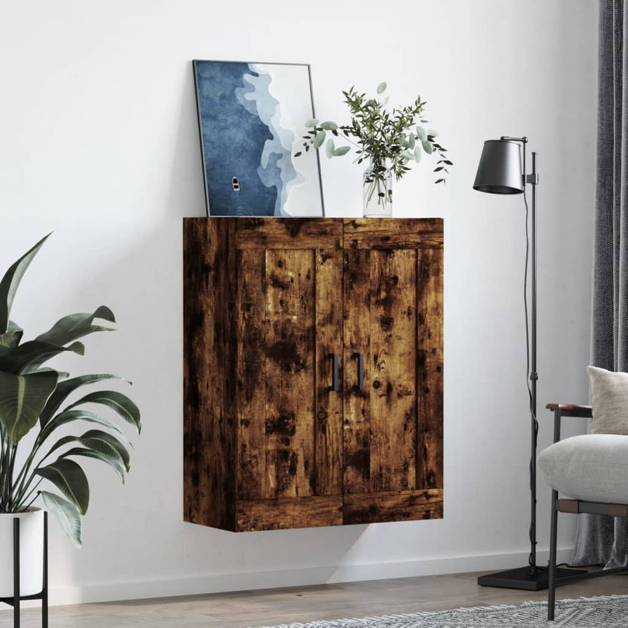 Wandkast 69,5X34X90 Cm Bewerkt Hout Kleurig Gerookt eiken