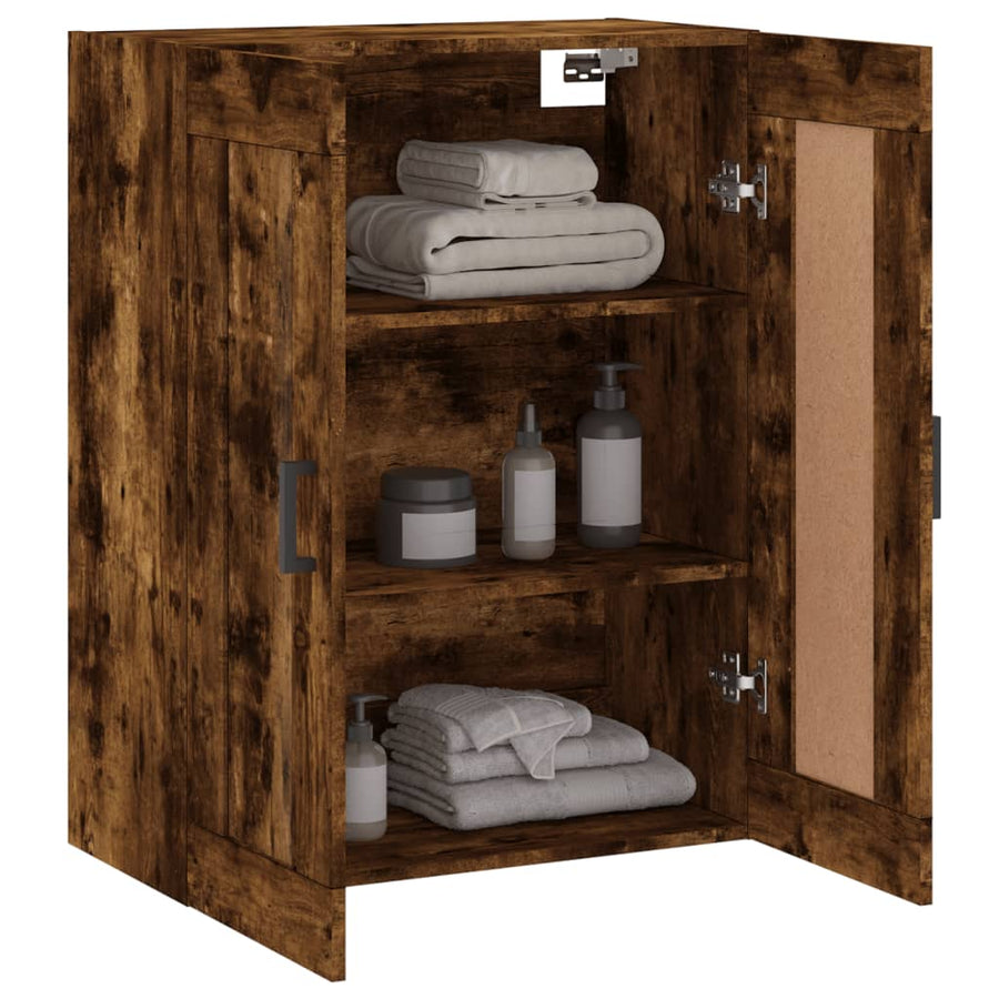 Wandkast 69,5X34X90 Cm Bewerkt Hout Kleurig Gerookt eiken