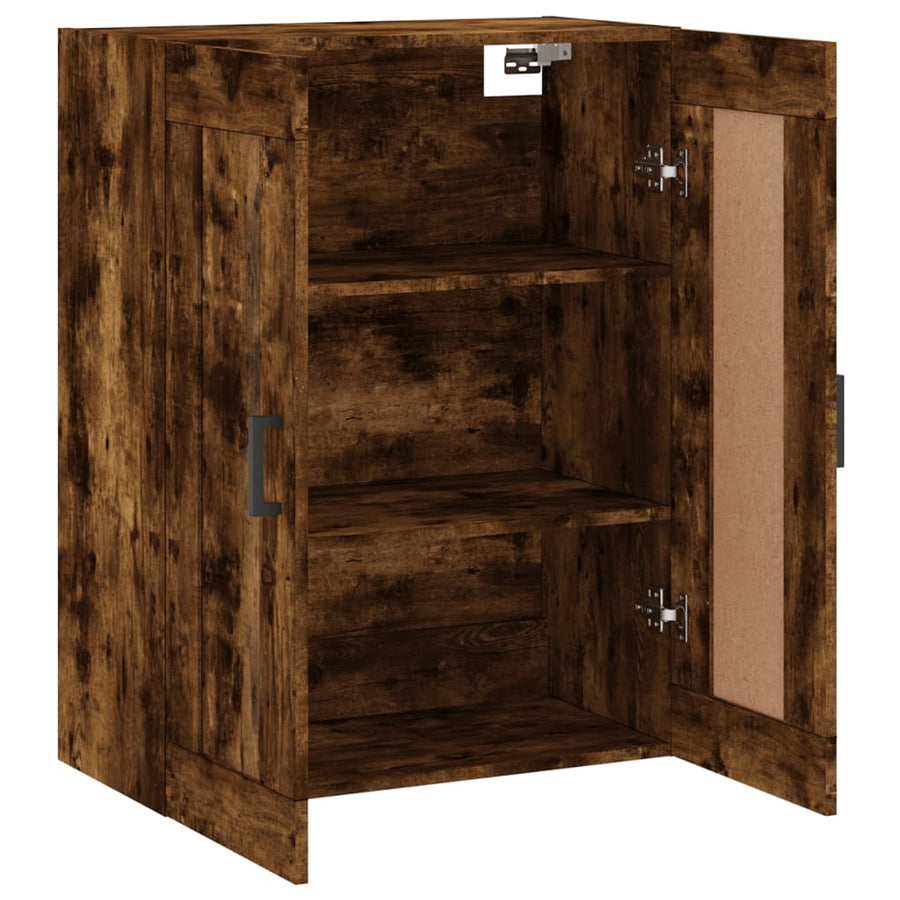 Wandkast 69,5X34X90 Cm Bewerkt Hout Kleurig Gerookt eiken