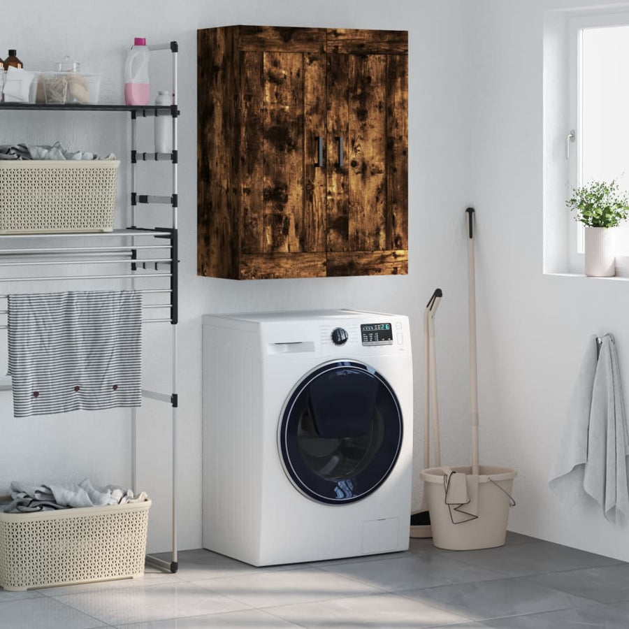 Wandkast 69,5X34X90 Cm Bewerkt Hout Kleurig Gerookt eiken