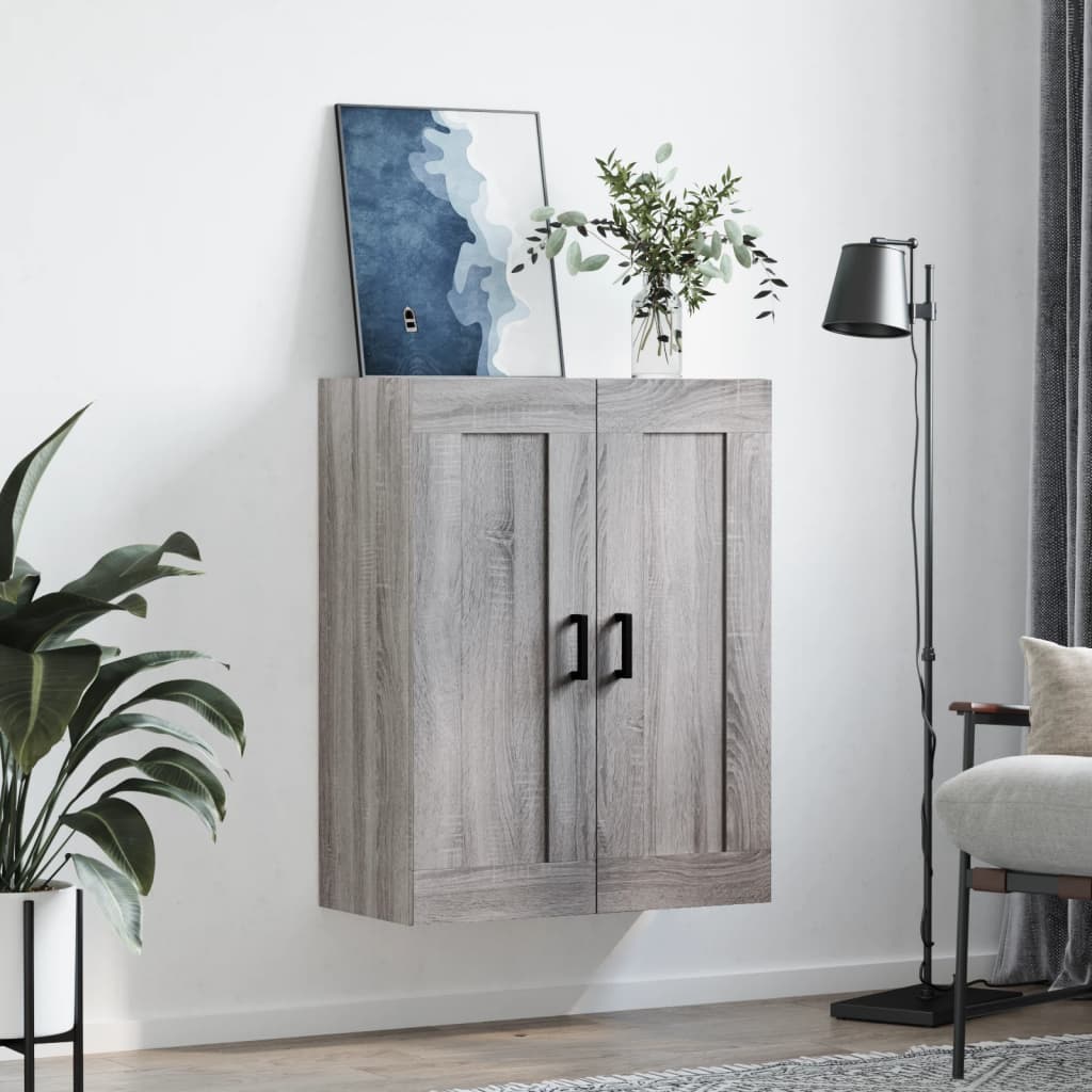 Wandkast 69,5X34X90 Cm Bewerkt Hout Grijs Sonoma Eikenkleurig