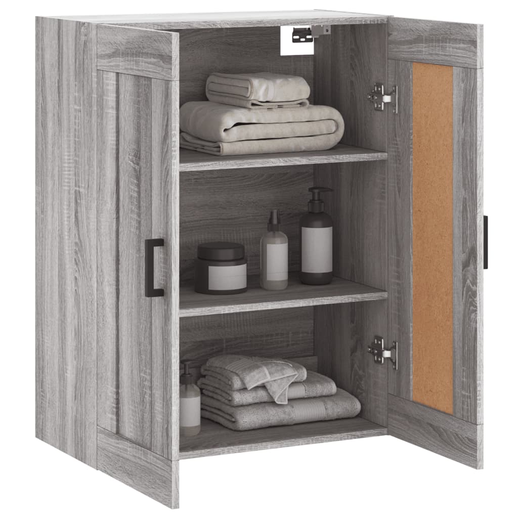 Wandkast 69,5X34X90 Cm Bewerkt Hout Grijs Sonoma Eikenkleurig