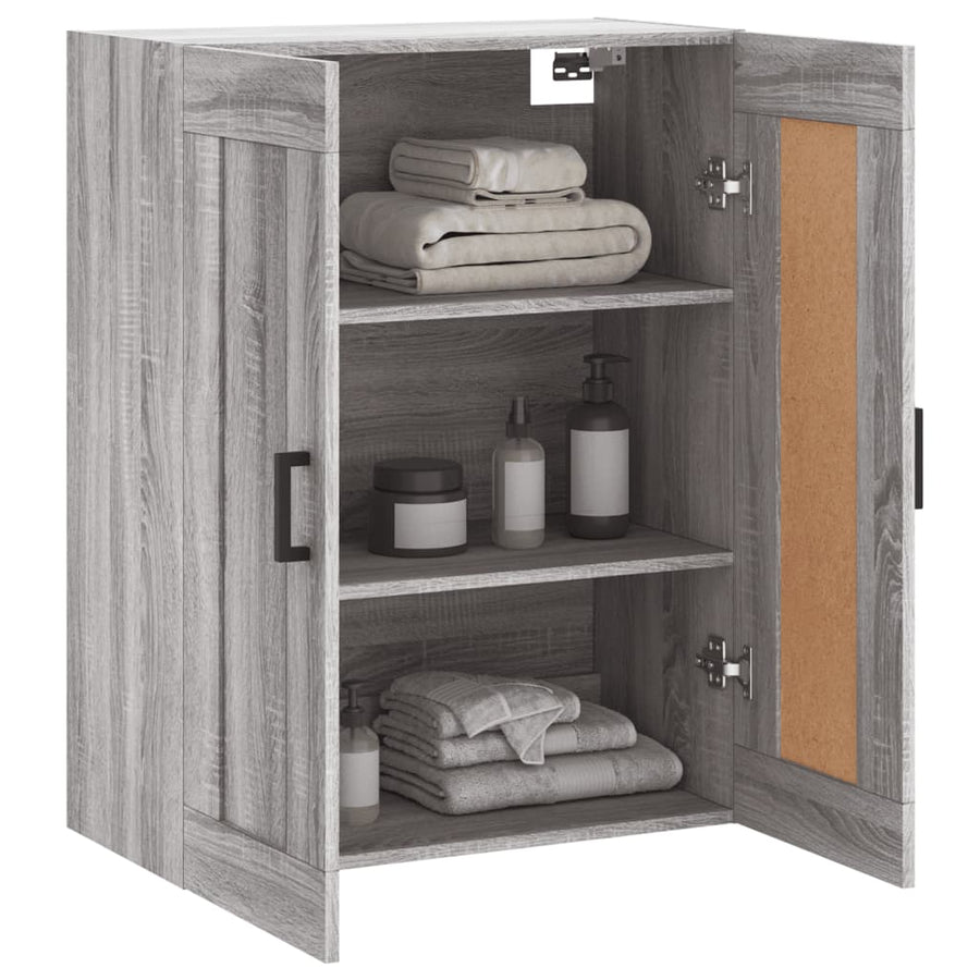 Wandkast 69,5X34X90 Cm Bewerkt Hout Grijs Sonoma Eikenkleurig