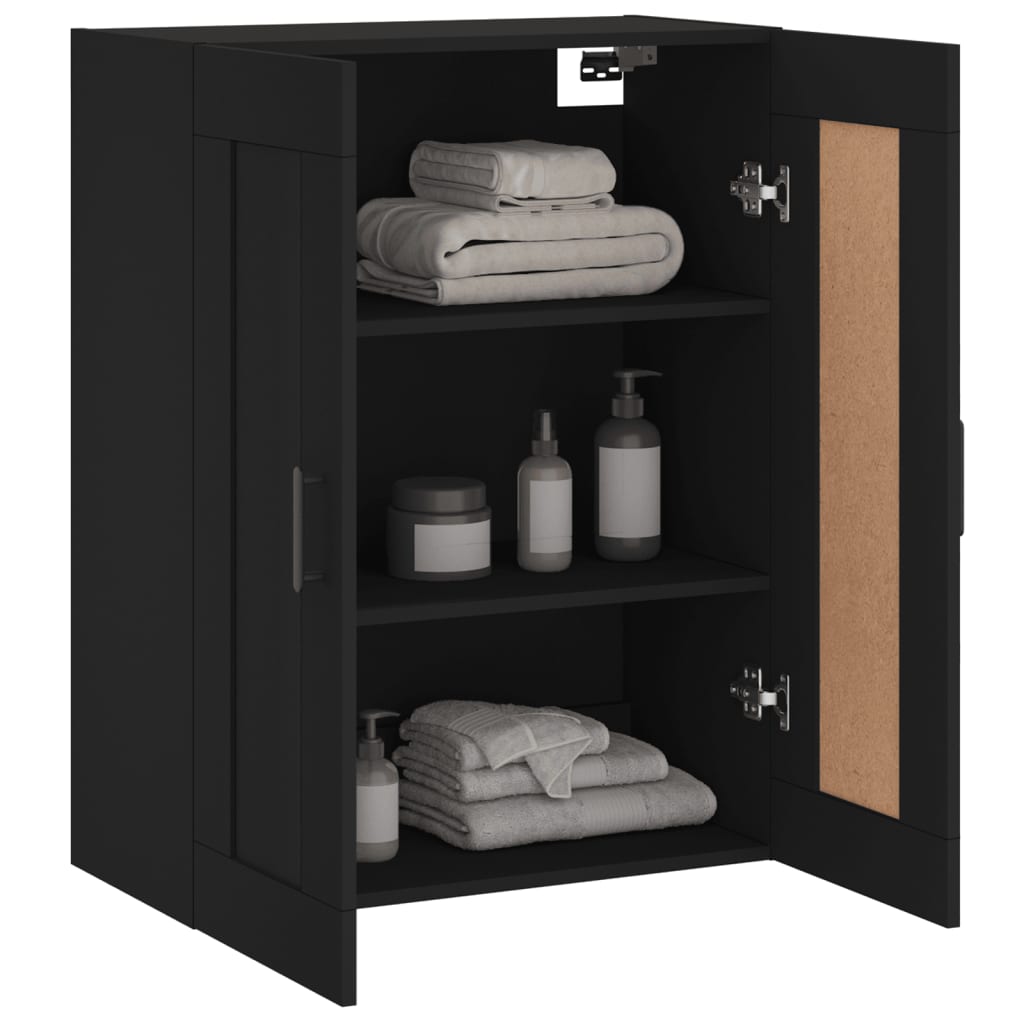 Wandkast 69,5X34X90 Cm Bewerkt Hout Zwart