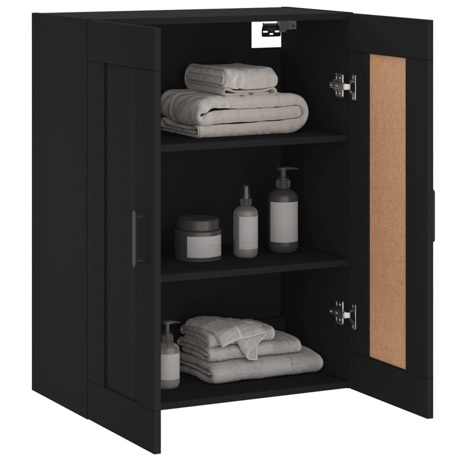 Wandkast 69,5X34X90 Cm Bewerkt Hout Zwart