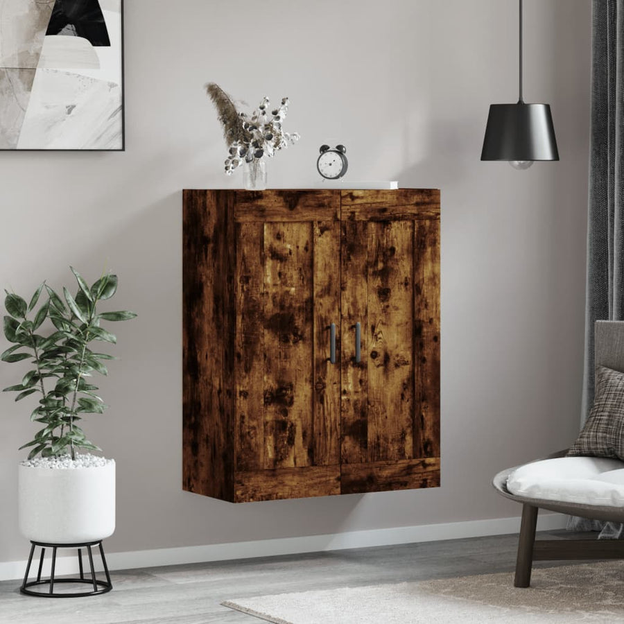 Wandkast 69,5X34X90 Cm Bewerkt Hout Gerookt Eikenkleurig