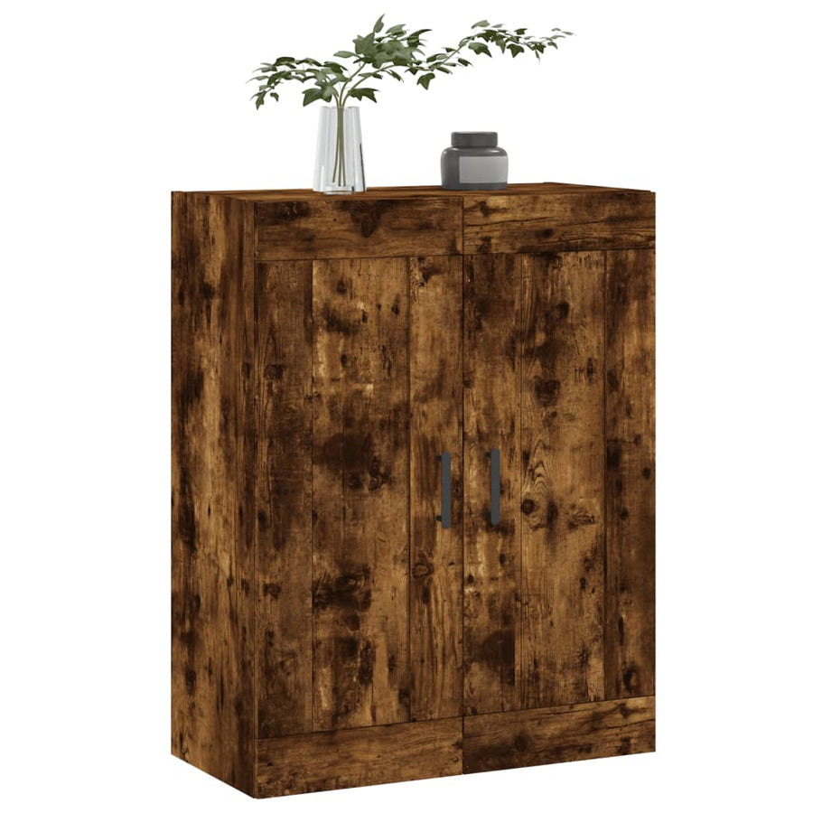 Wandkast 69,5X34X90 Cm Bewerkt Hout Gerookt Eikenkleurig