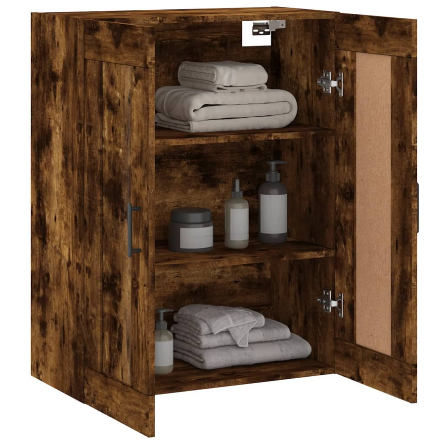 Wandkast 69,5X34X90 Cm Bewerkt Hout Gerookt Eikenkleurig